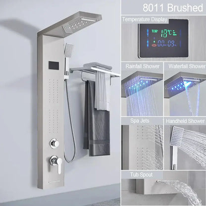 black led shower panel bathroom faucet with blue light