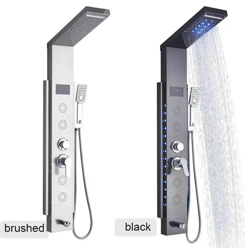 Modern black led shower panel bathroom faucet with 5 functions