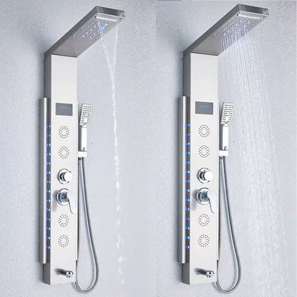 Modern black led shower panel bathroom faucet with 5 functions