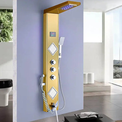 Modern black led shower panel with thermostatic mixer bathroom system