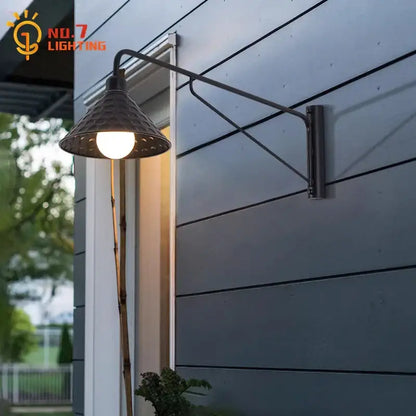 Modern black swing arm wall lamp bedroom led light