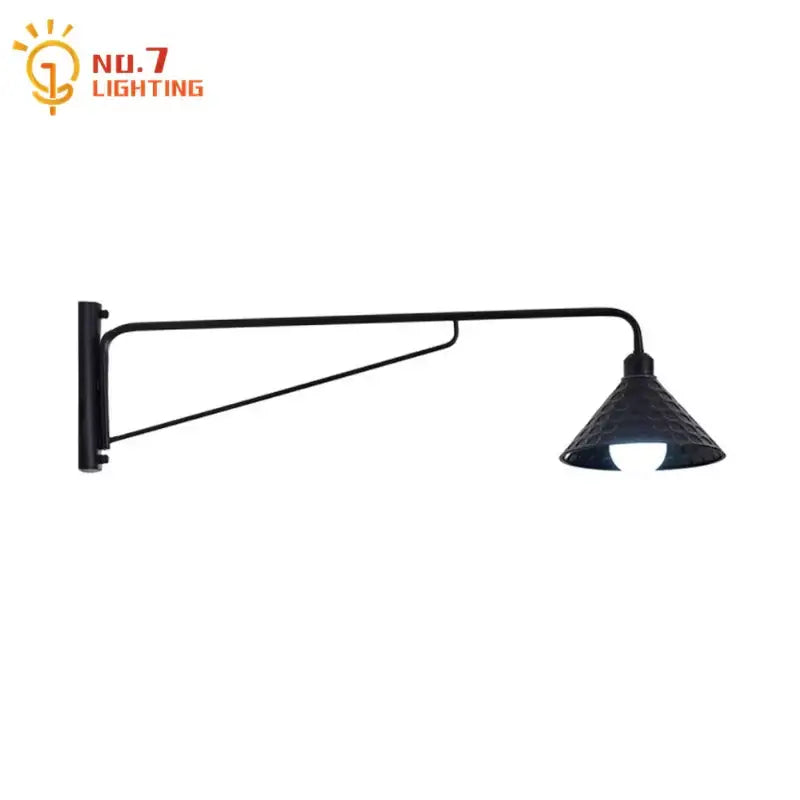 Modern black swing arm wall lamp bedroom led light
