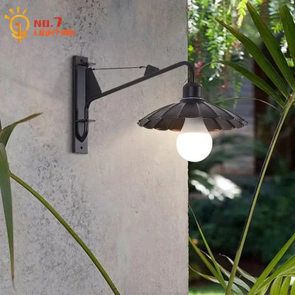 Modern black swing arm wall lamp bedroom led light