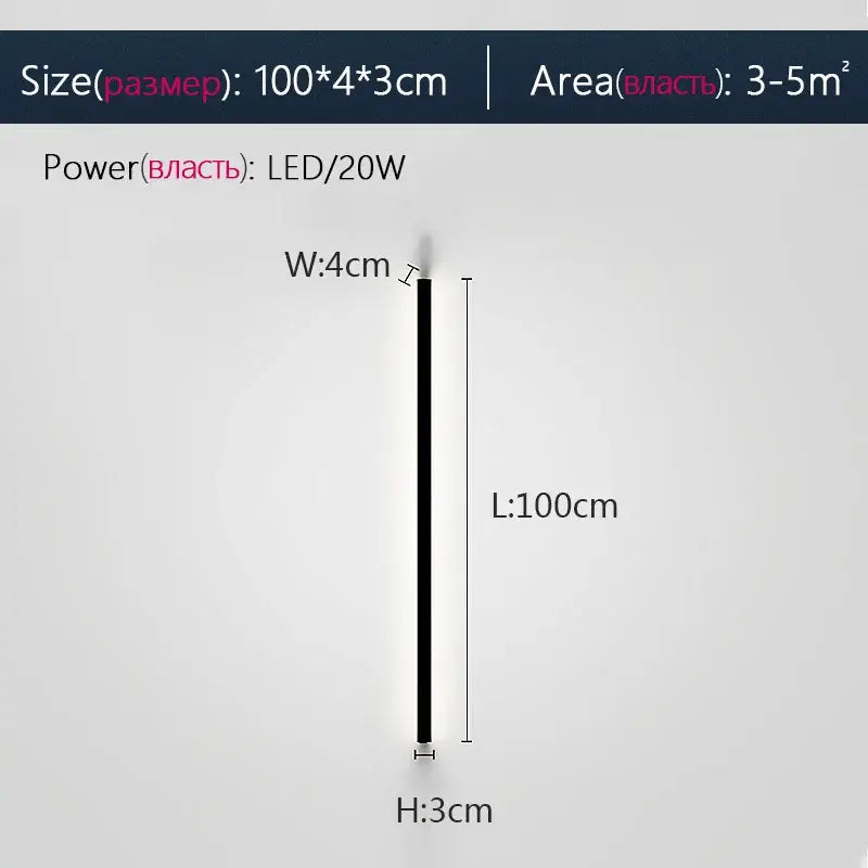 Modern minimalist black led wall lamp for bedroom ambient lighting