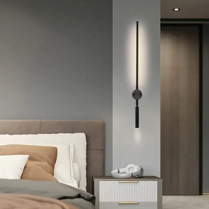 Minimalist black led wall lamp with adjustable bedroom spotlight