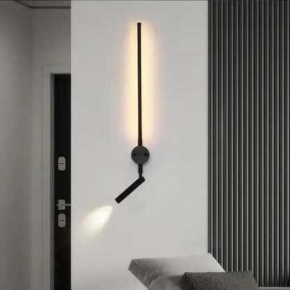 Minimalist black led wall lamp with adjustable bedroom spotlight