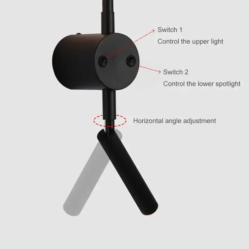 Minimalist black led wall lamp with adjustable bedroom spotlight