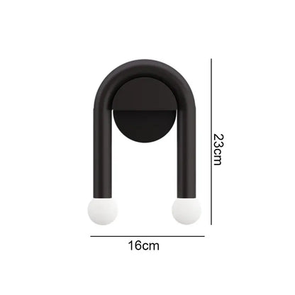 Modern black led wall lamp living room u-shaped dual sphere sconce