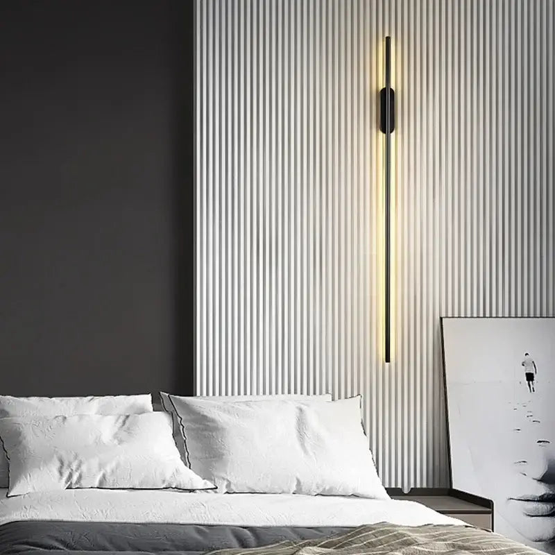 Modern minimalist black led wall lights bedroom sconce pair