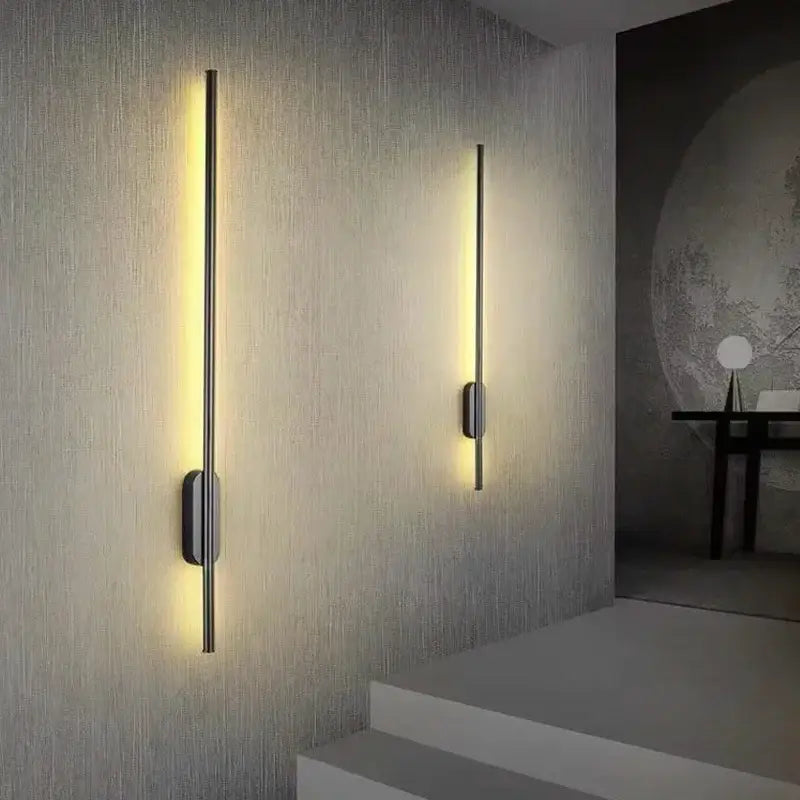 Modern minimalist black led wall lights bedroom sconce pair