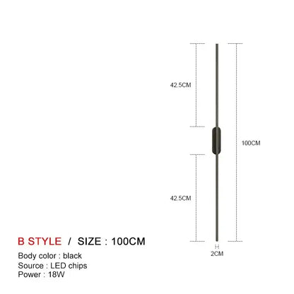 Modern minimalist black led wall lights bedroom sconce pair