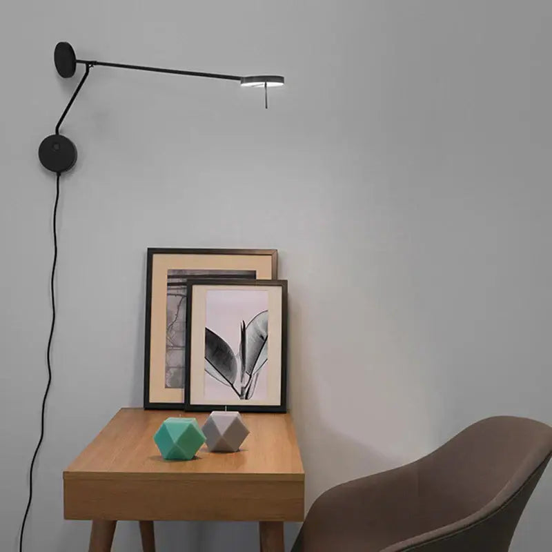 Minimalist black led wall reading light for bedroom