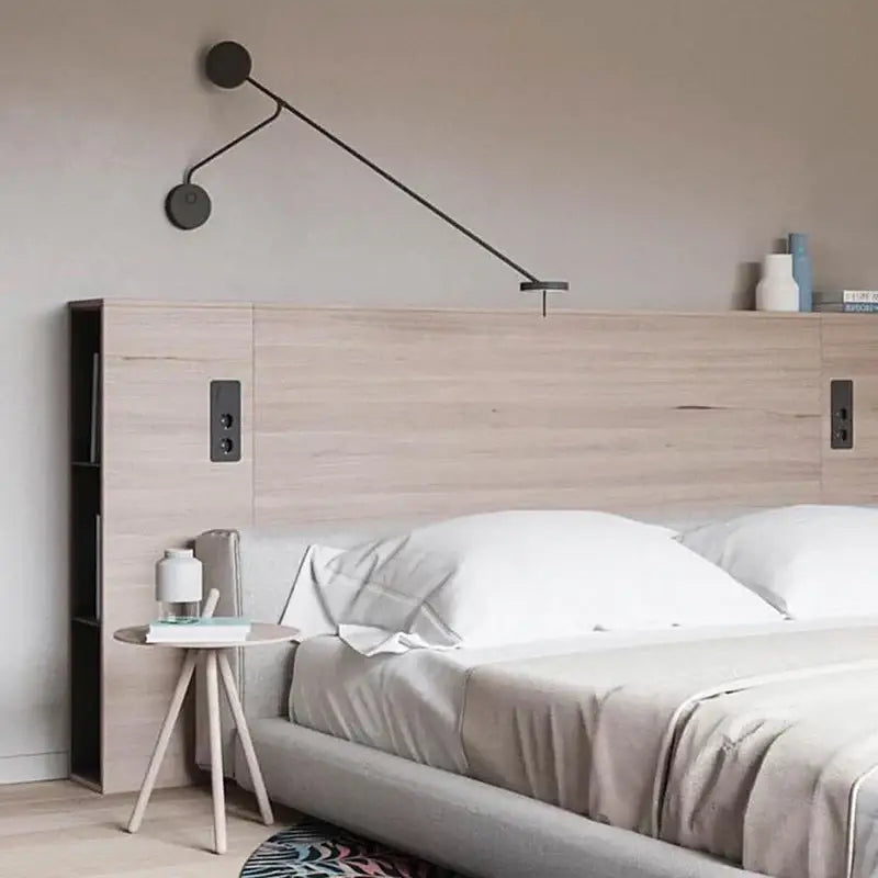 Minimalist black led wall reading light for bedroom