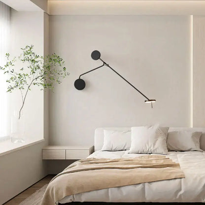 Minimalist black led wall reading light for bedroom