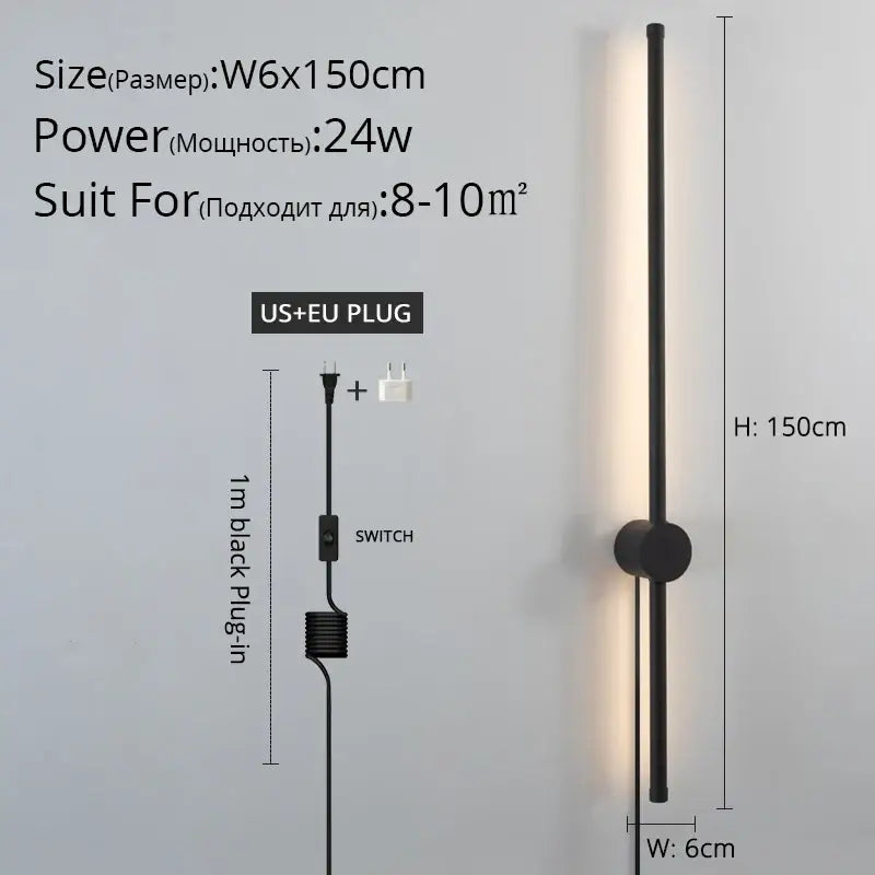 Modern black l-shaped led wall sconce for bedroom lighting