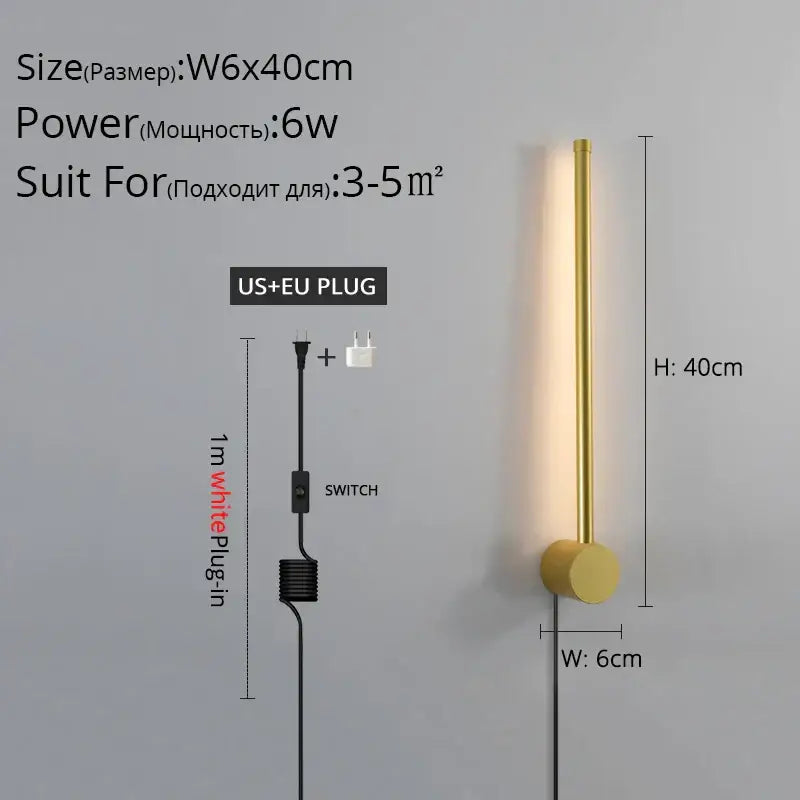 Modern black l-shaped led wall sconce for bedroom lighting
