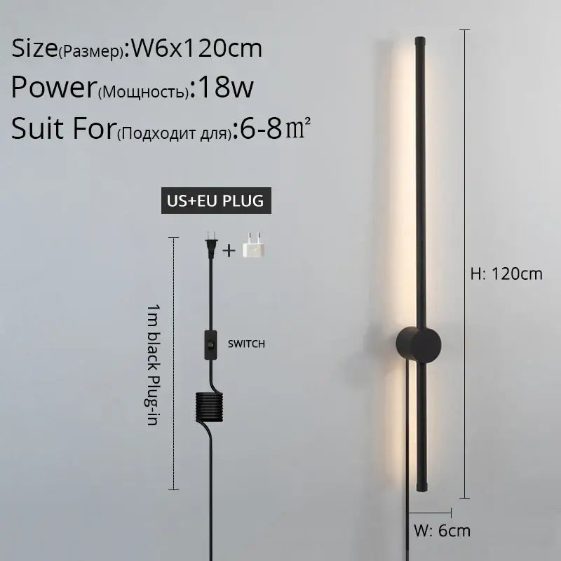 Modern black l-shaped led wall sconce for bedroom lighting