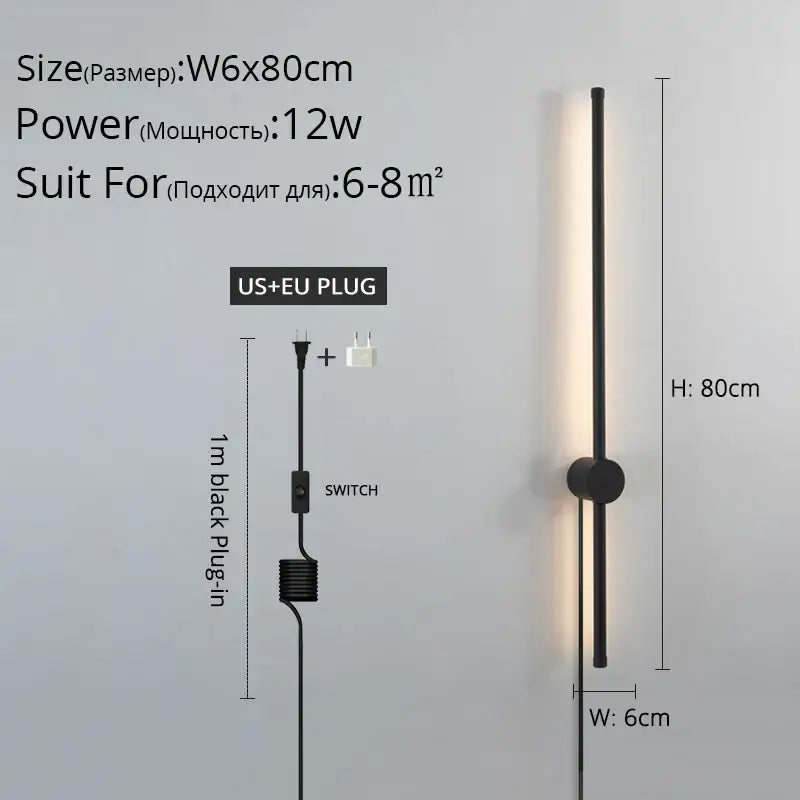 Modern black l-shaped led wall sconce for bedroom lighting