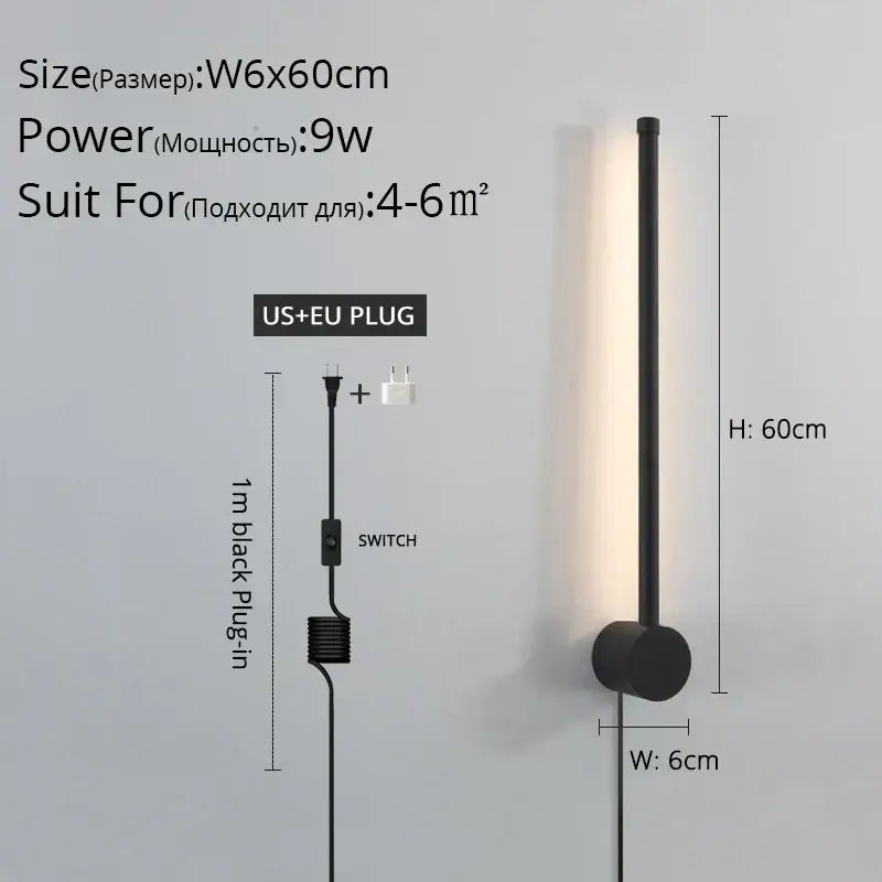 Modern black l-shaped led wall sconce for bedroom lighting