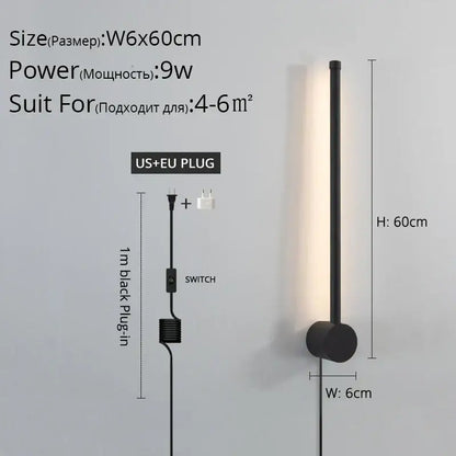 Modern black l-shaped led wall sconce for bedroom lighting