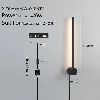 Modern black l-shaped led wall sconce for bedroom lighting