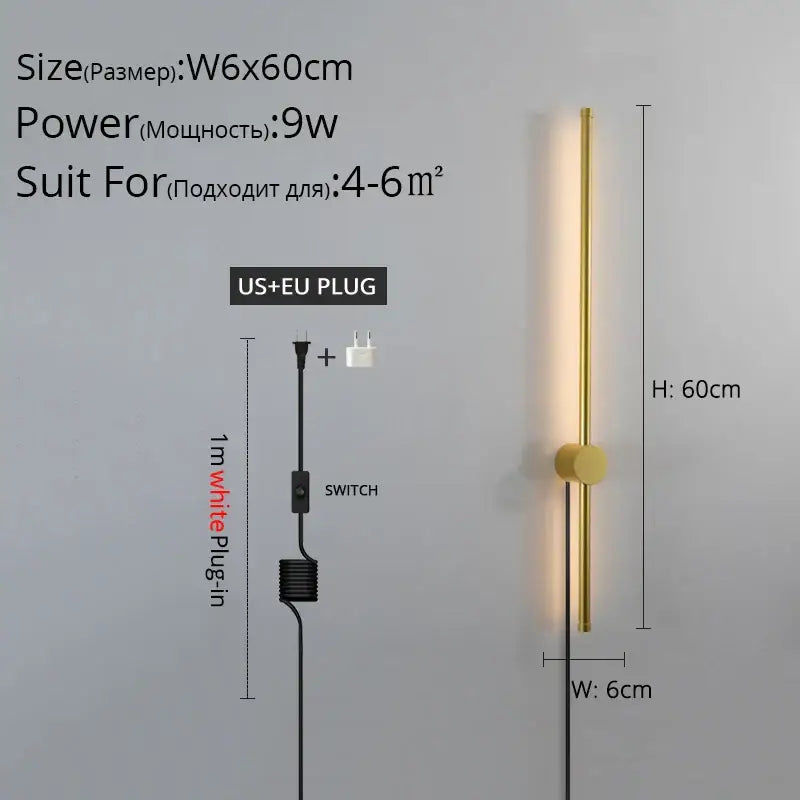 Modern black l-shaped led wall sconce for bedroom lighting