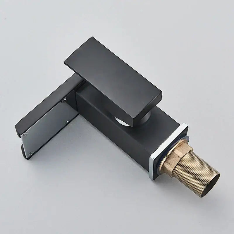 Matte black led waterfall bathroom faucet with chrome accents