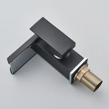 Matte black led waterfall bathroom faucet with chrome accents