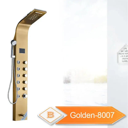 Modern black led waterfall shower panel bathroom system with bidet tap