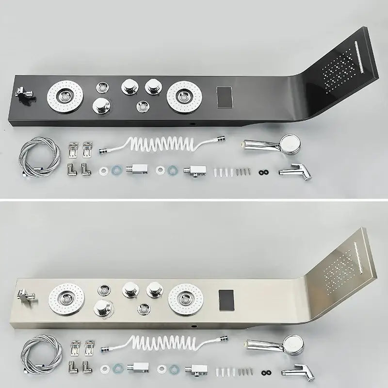 Modern black led waterfall shower panel bathroom system with bidet tap