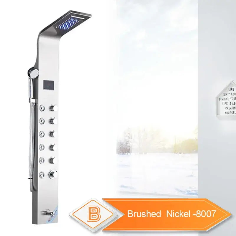Modern black led waterfall shower panel bathroom system with bidet tap