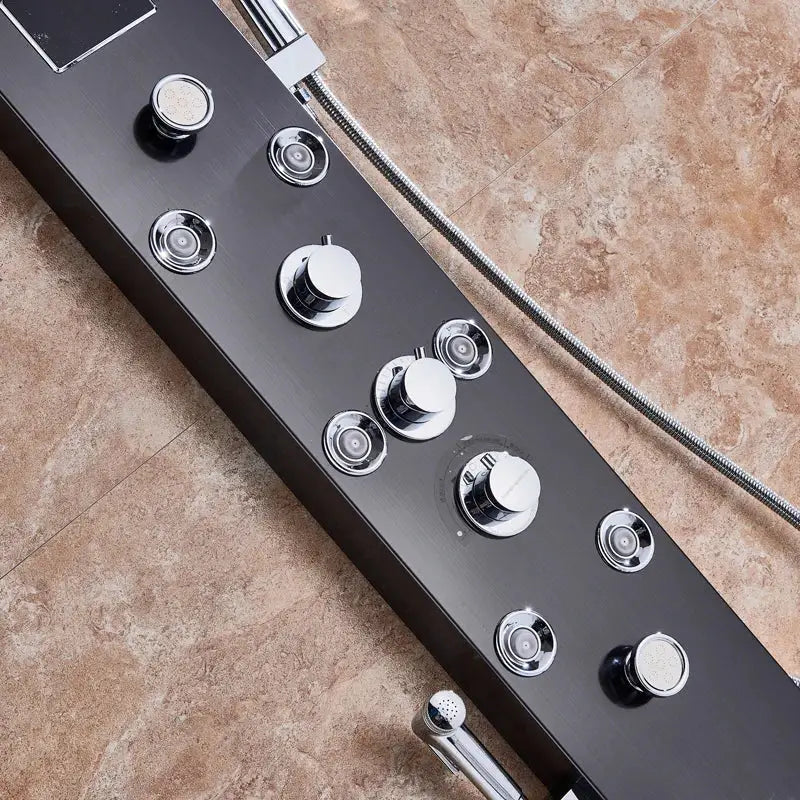 Modern black led waterfall shower panel bathroom system with bidet tap