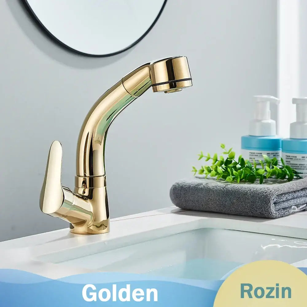 Matte black and chrome lift basin faucet with sprayer for kitchen