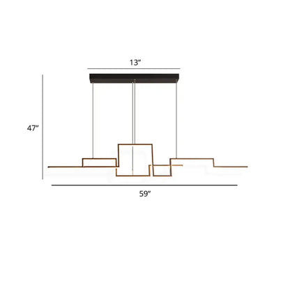 Black line art black & copper ceiling light dining room pendant