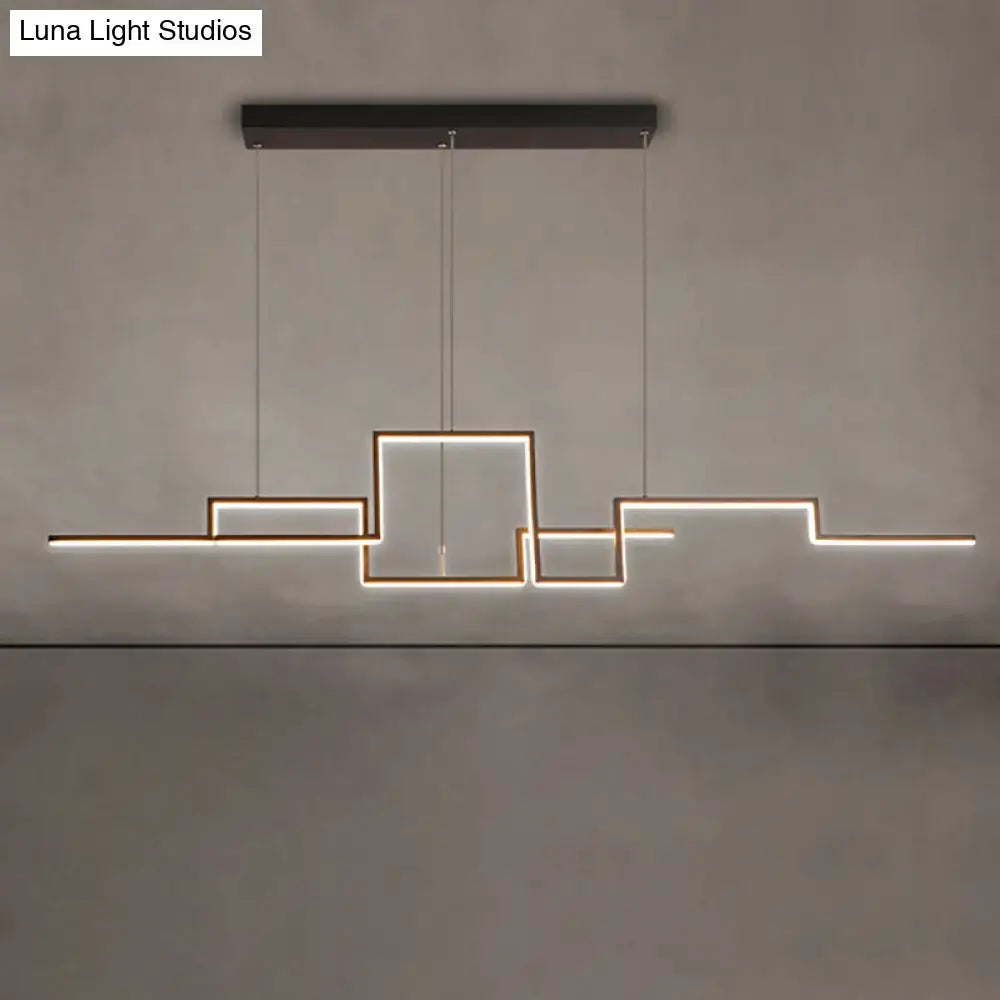 Black line art black & copper ceiling light dining room pendant