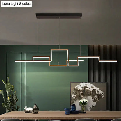 Black line art black & copper ceiling light dining room pendant
