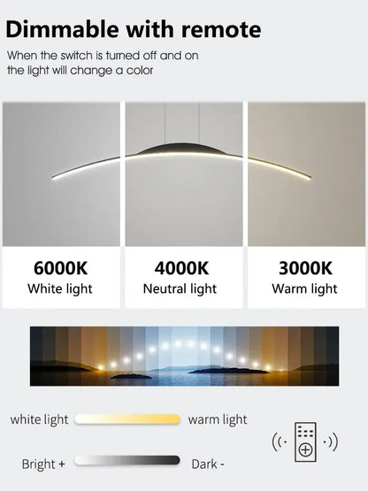 Modern minimalist black line chandelier dining room pendant light