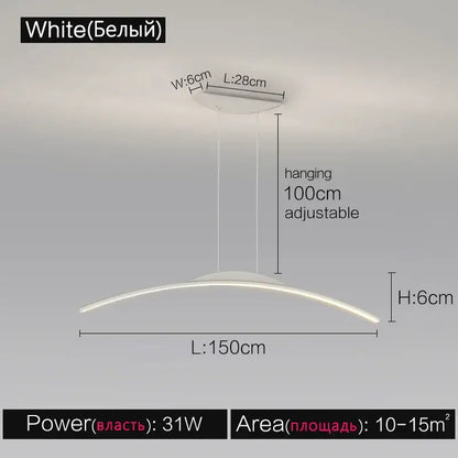 Modern minimalist black line chandelier dining room pendant light