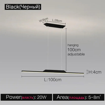 Modern minimalist black line chandelier dining room pendant light