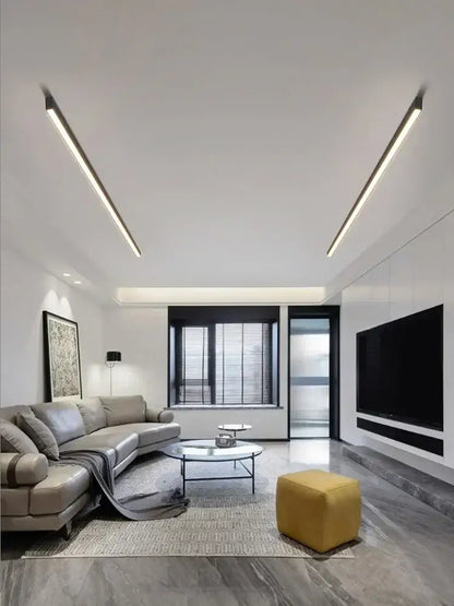 Modern black linear led ceiling lamp for living room