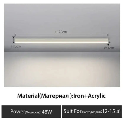 Modern black linear led ceiling lamp for living room