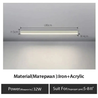 Modern black linear led ceiling lamp for living room