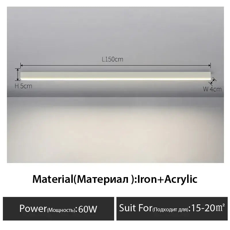 Minimalist black linear led ceiling light – living room 2 pack