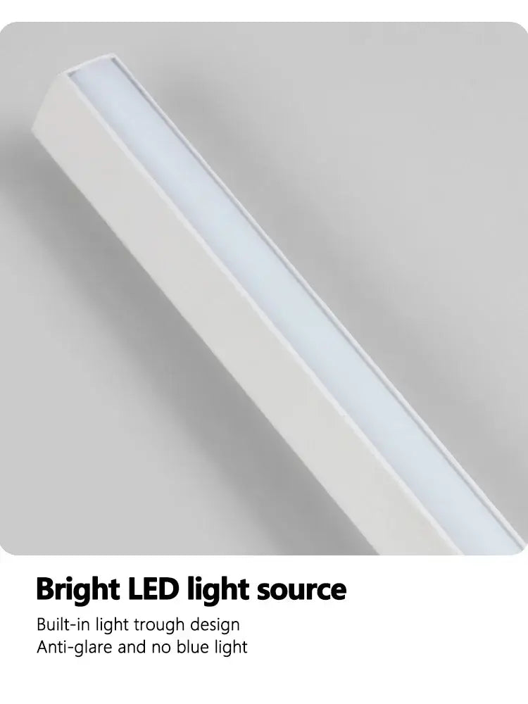 Modern minimalist black long strip wall lamp for bedroom integrated led