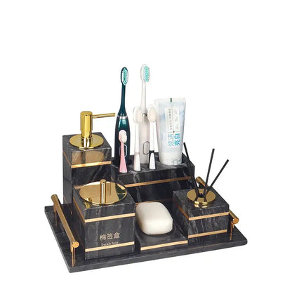 Black and gold marble bathroom accessories set bathroom organizer