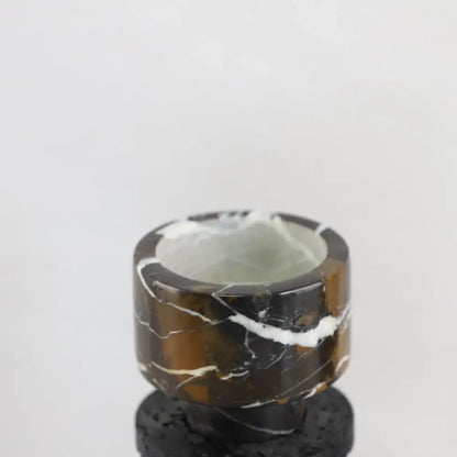 Modern black terrazzo & brown marble candle holder dining room decor