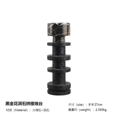 Modern black terrazzo & brown marble candle holder dining room decor