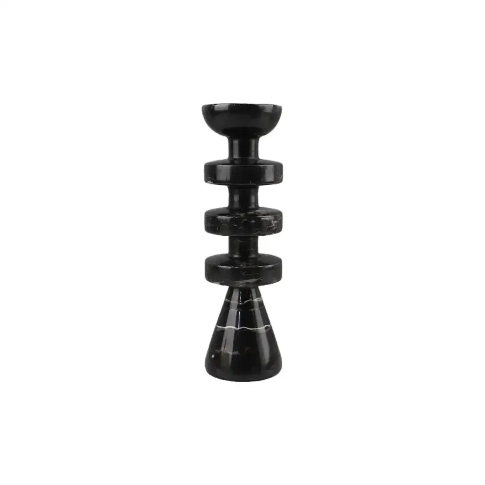 Modern black marble & yellow stone candle holder dining room decor