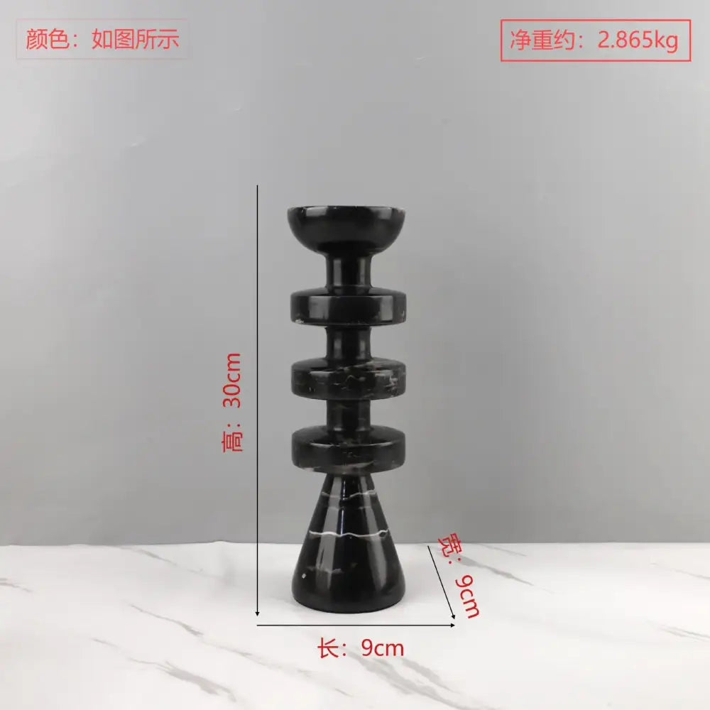 Modern black marble & yellow stone candle holder dining room decor