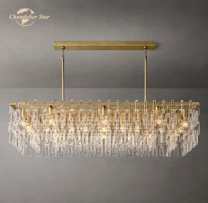 Modern black marignan crystal rectangular chandelier dining room